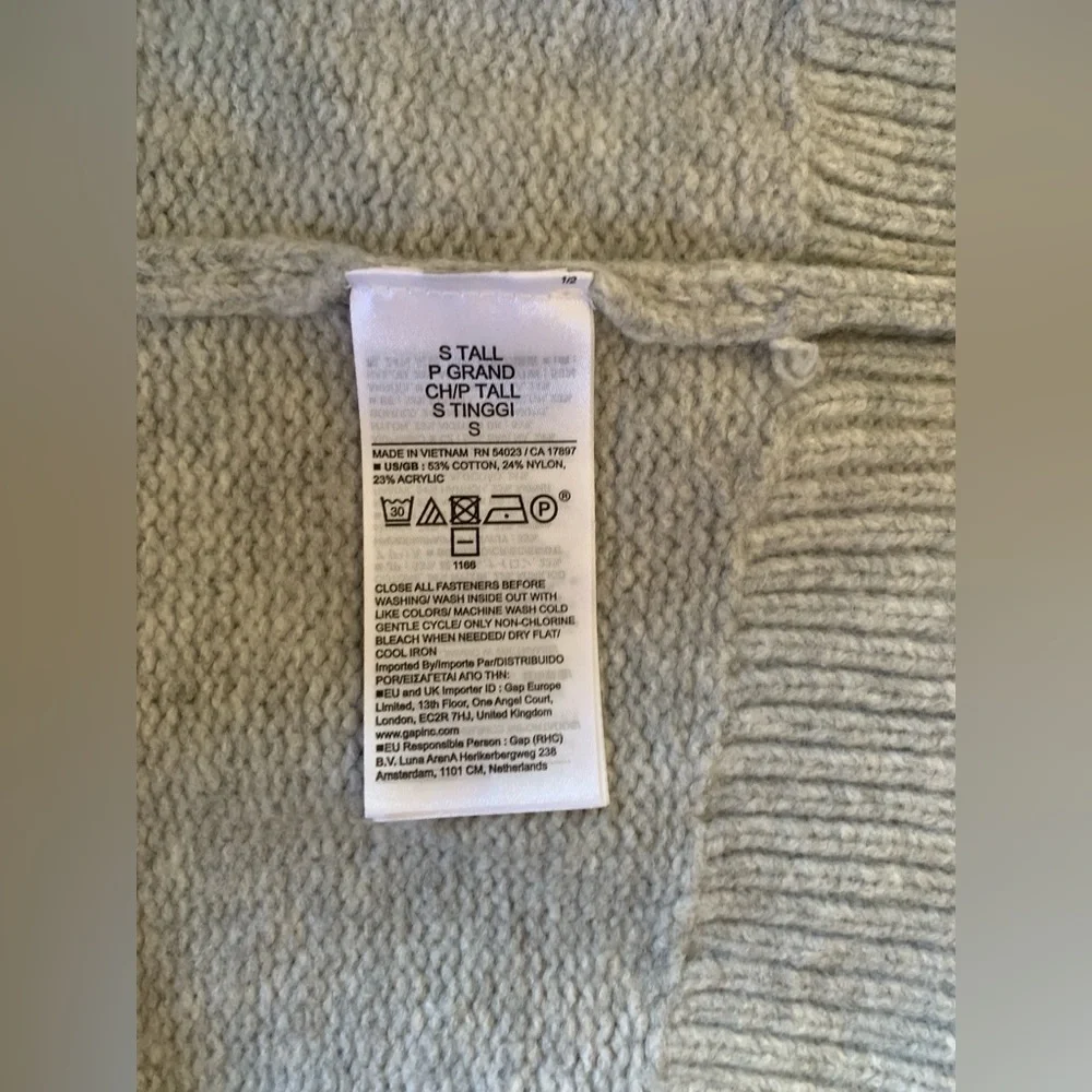 GAP Light grey Button-Front Ribbed Cardigan - Picture 8 of 9